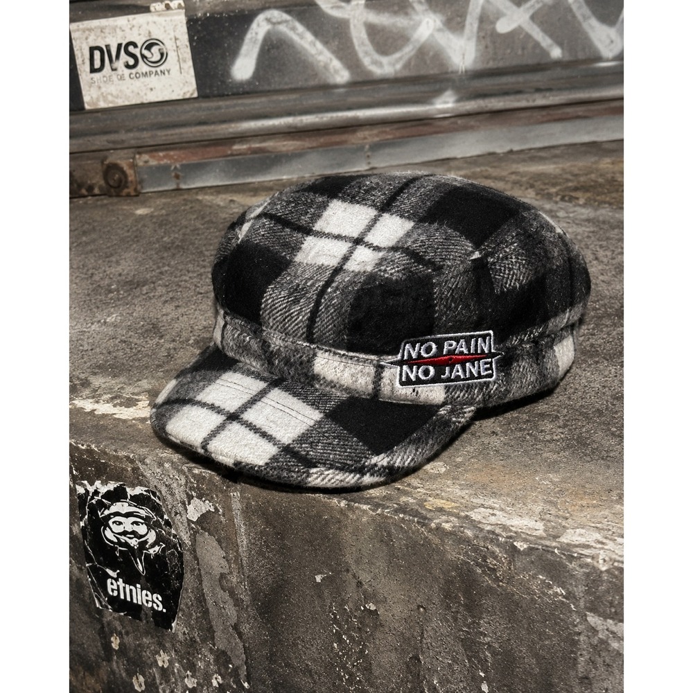 Nine Five Ltd Cadet Hat OS Black White Plaid Excellent No Pain No Jane